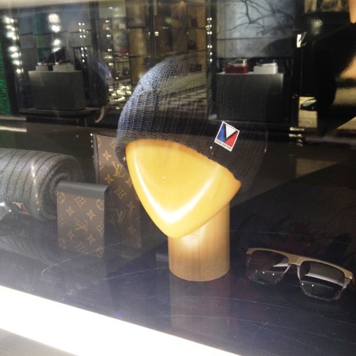 A beanie by Louis Vuitton.  I love how the Louis Vuitton logo is composed of the colors of the Philippine flag.